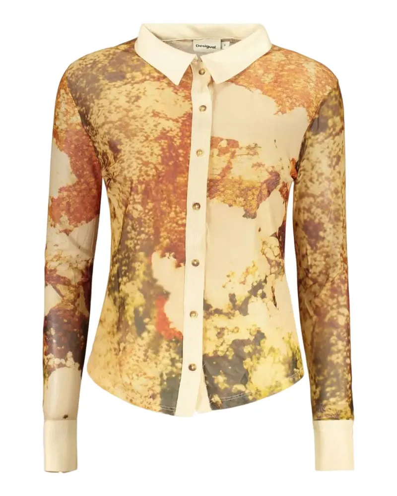 Desigual abstract-print long-sleeve shirt - Nude Nude