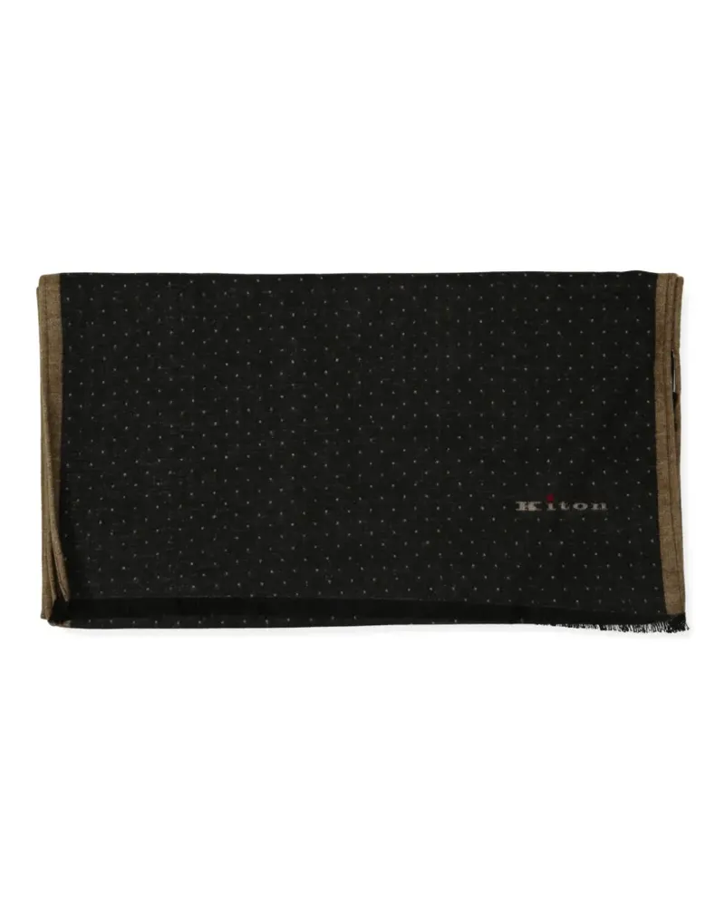 Kiton polka-dot reversible scarf - Schwarz Schwarz