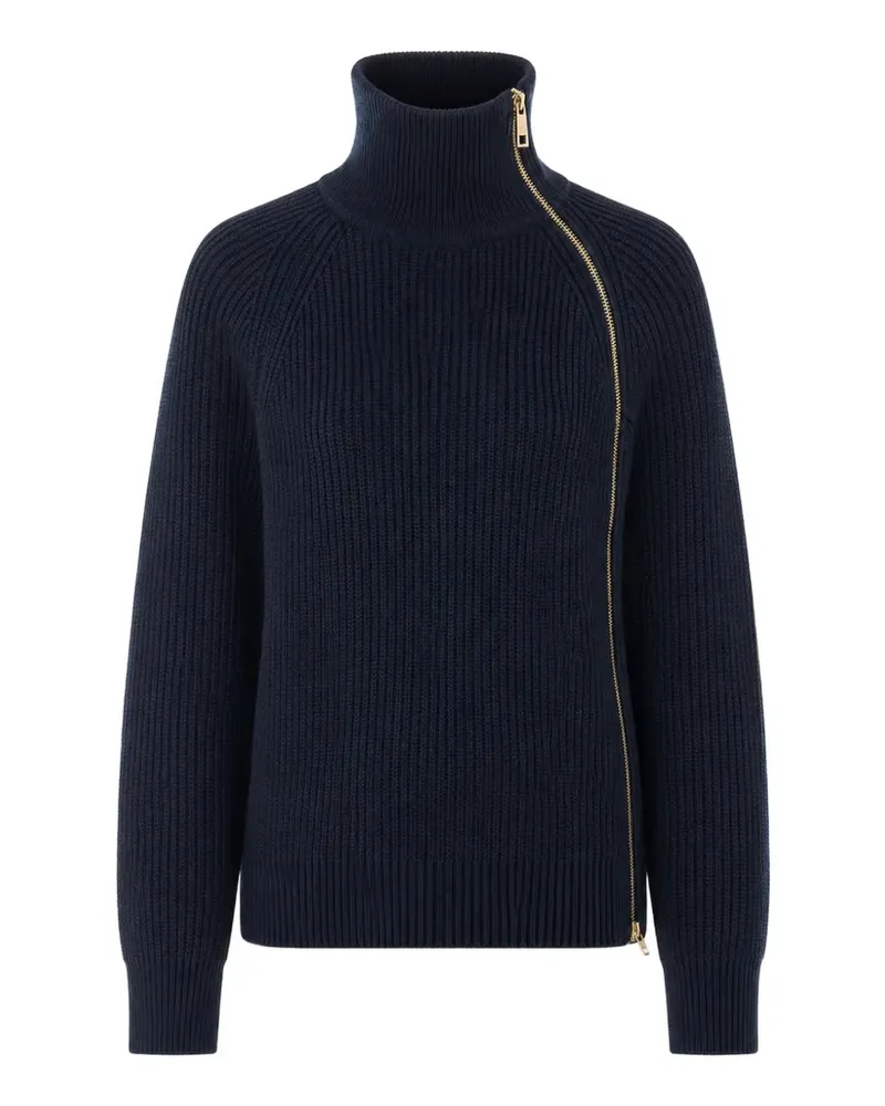 Liu Jo asymmetric-zip ribbed-knit sweater - Blau Blau