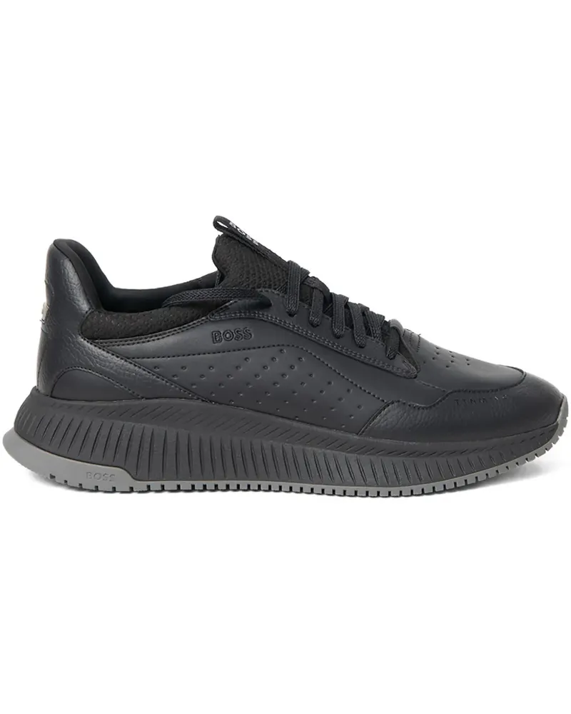 HUGO BOSS perforated lace-up sneakers - Schwarz Schwarz