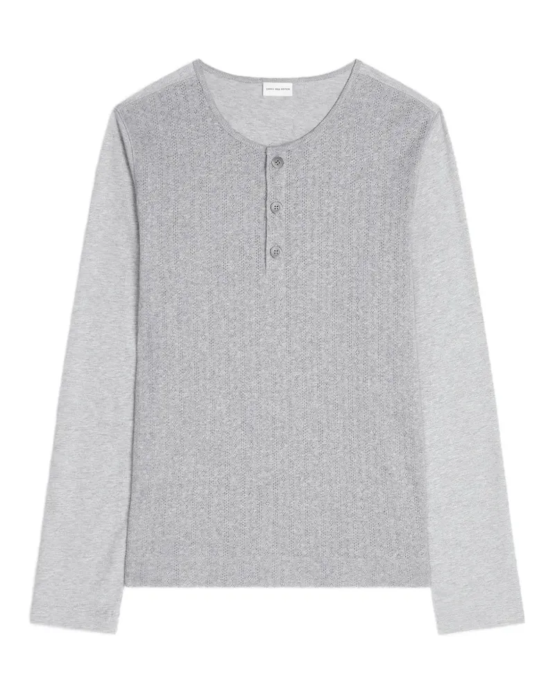 Dries van Noten Geripptes Poloshirt mit Knöpfen - Grau Grau