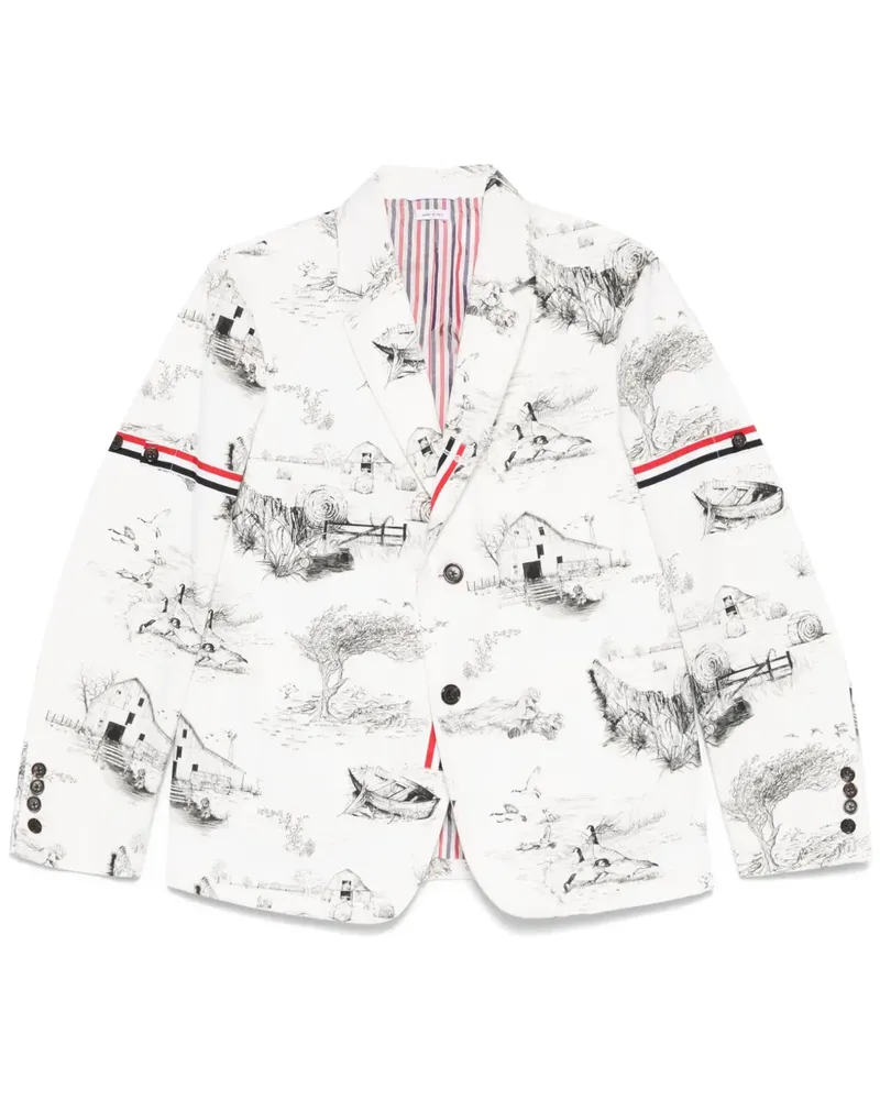 Thom Browne Sakko mit Illustrations-Print - Weiß Weiß