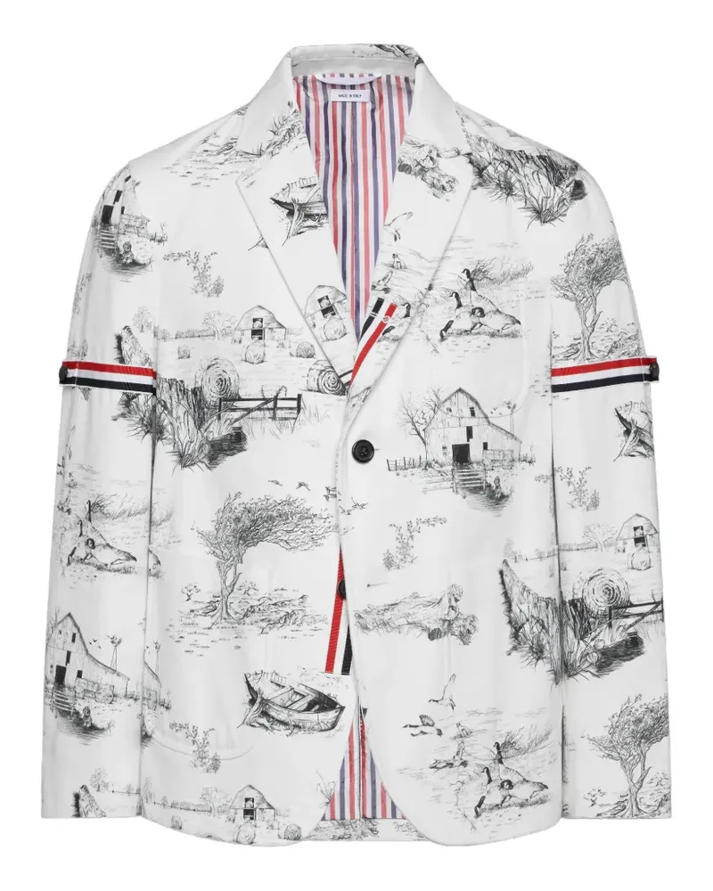 Thom Browne Sakko mit Illustrations-Print - Weiß Weiß