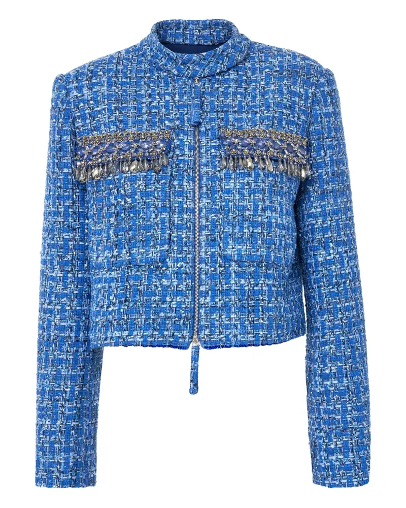 Carolina Herrera New York Verzierte Tweed-Jacke - Blau Blau