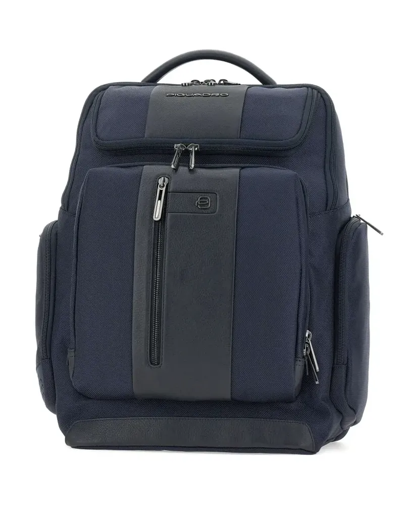 Piquadro Rucksack mit Lederbesatz - Blau Blau