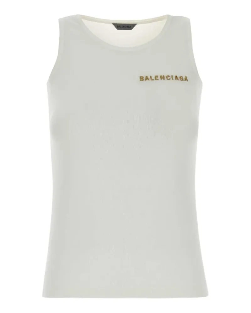 Balenciaga logo-embroidered tank top - Weiß Weiß