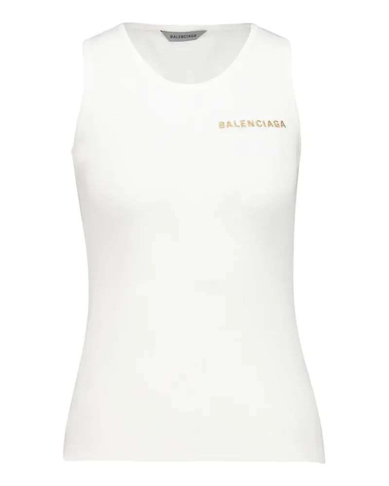 Balenciaga logo-embroidered tank top - Weiß Weiß
