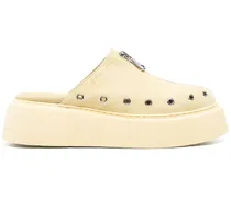 Mules mit Reißverschlussdetail - Gelb