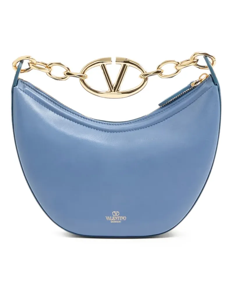 Valentino Garavani Mini VLogo Moon Tasche aus Nappa mit Kette - Blau Blau