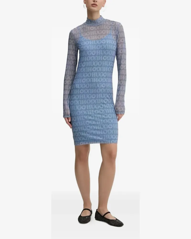 HUGO BOSS Midikleid mit Logo-Print - Blau Blau