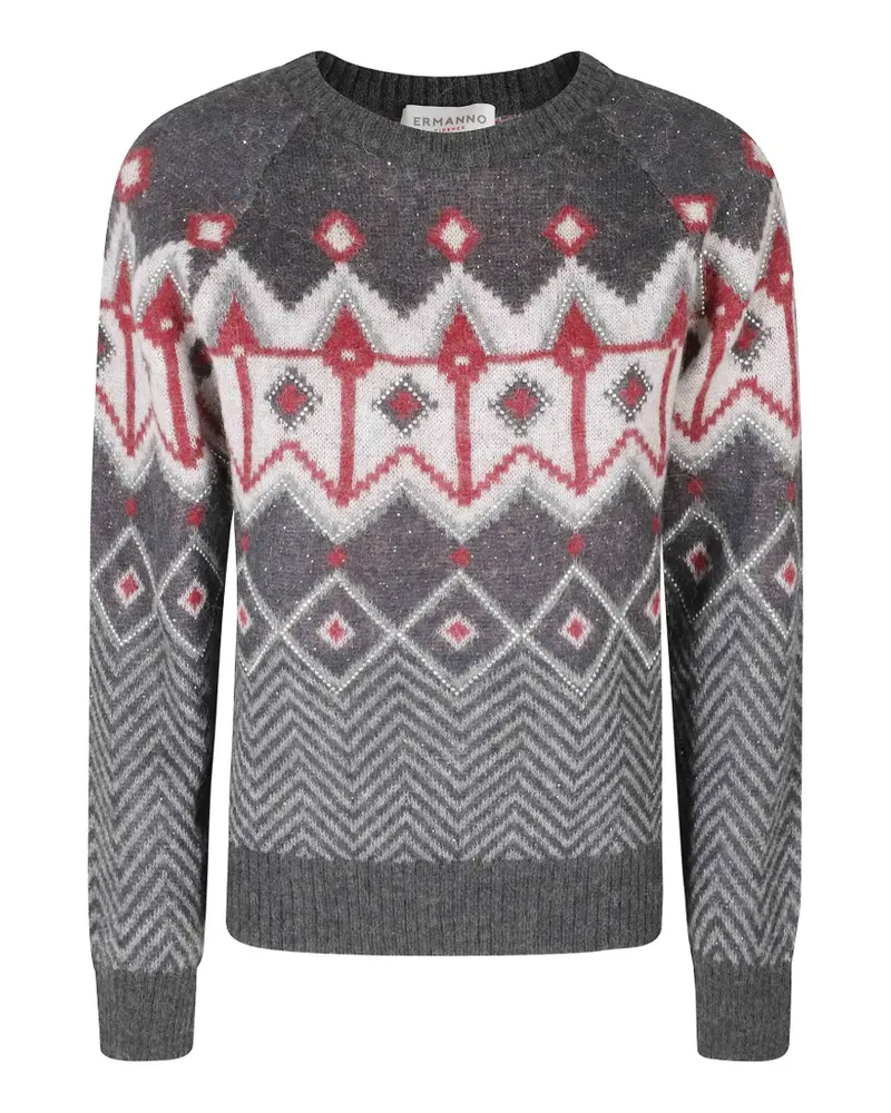 Ermanno Scervino Pullover mit geometrischem Muster und Pailletten - Grau Grau