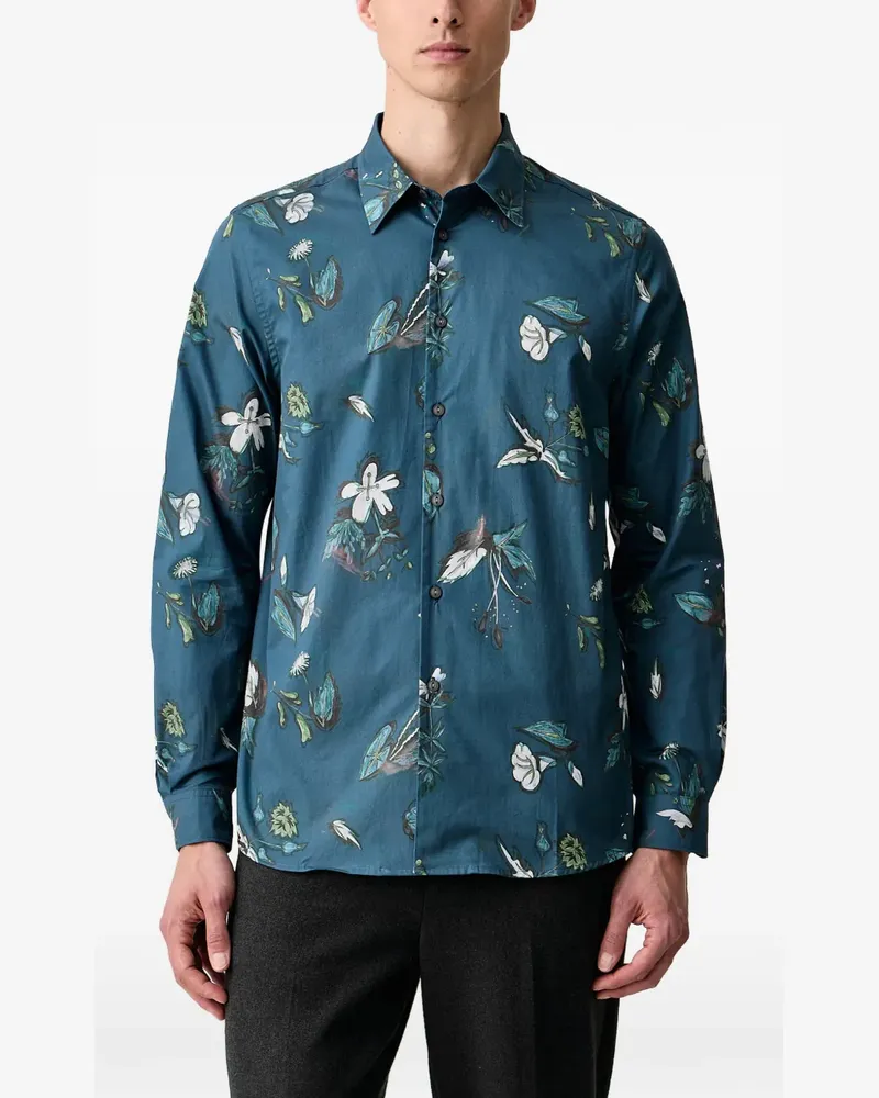 Paul Smith floral-print long-sleeved shirt - Blau Blau