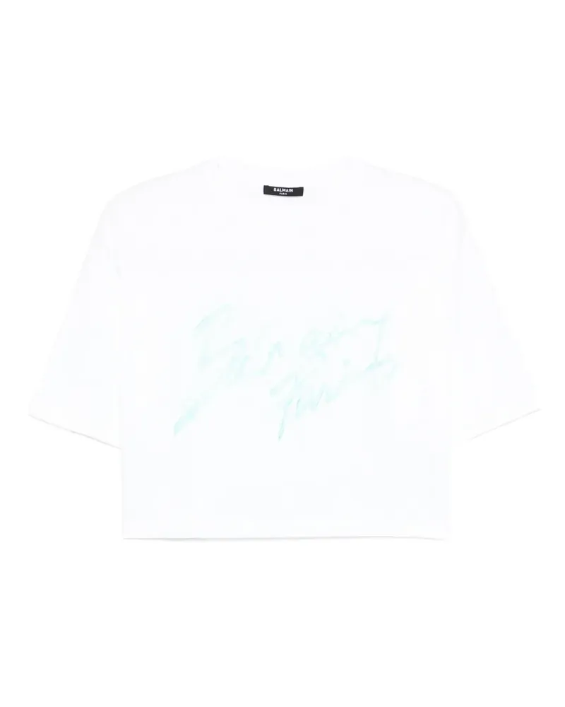 Balmain Cropped-T-Shirt - Weiß Weiß