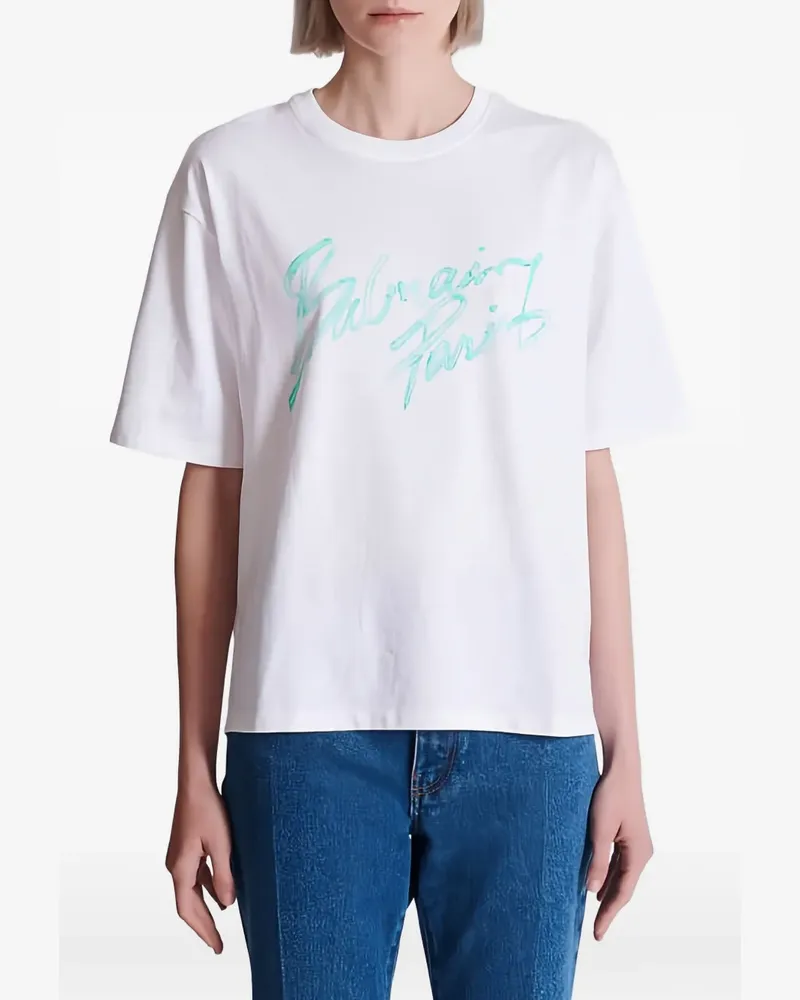Balmain Cropped-T-Shirt - Weiß Weiß