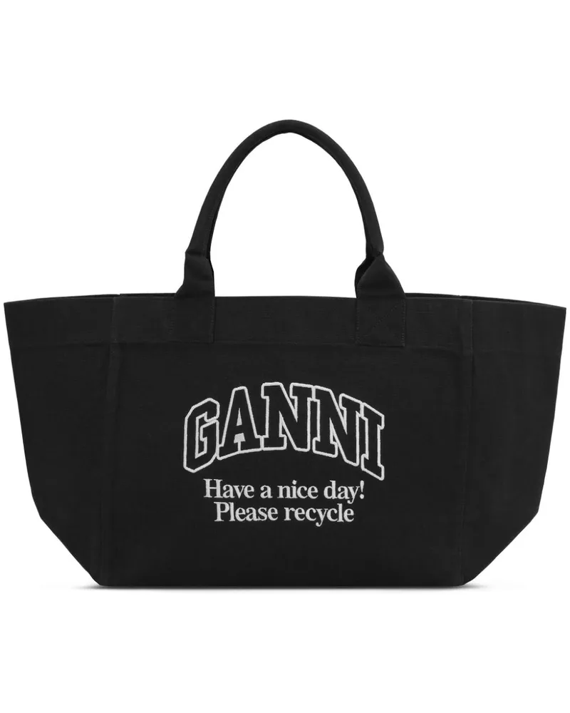 Ganni Tote Bag aus Canvas - Schwarz Schwarz