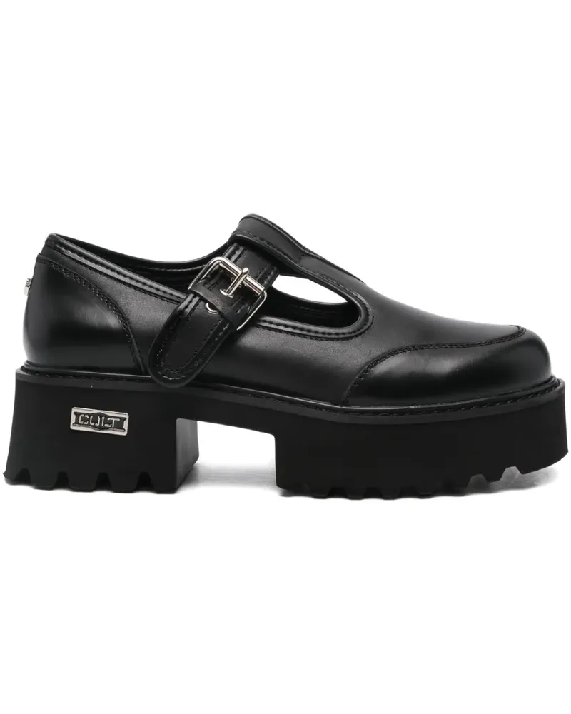 Cult Plateau-Loafer mit T-Riemen - Schwarz Schwarz