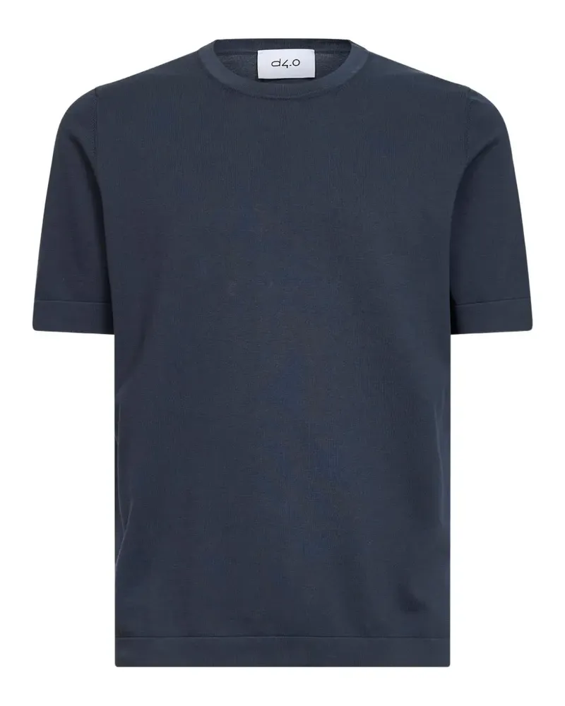 D4.0 Geripptes T-Shirt - Blau Blau
