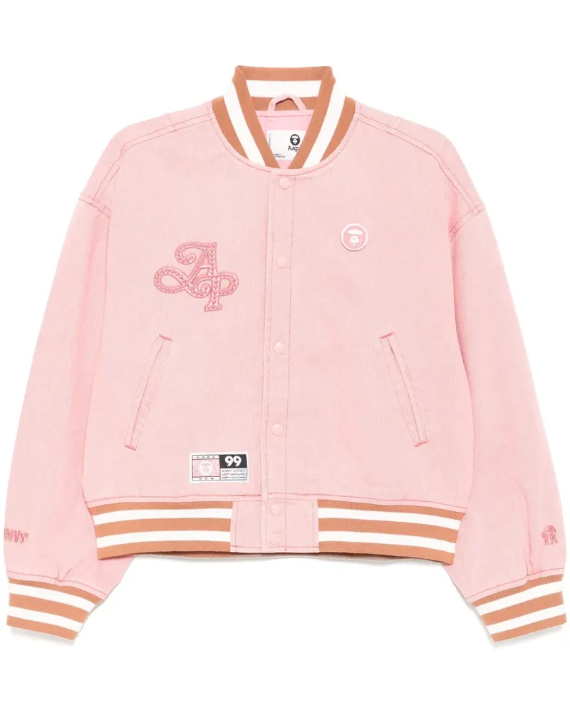 BAPE Moonface Collegejacke mit Logo - Rosa Rosa