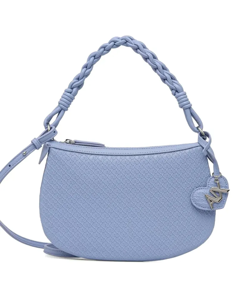 Armani Exchange mini monogram-embossed braided-handle shoulder bag - Blau Blau