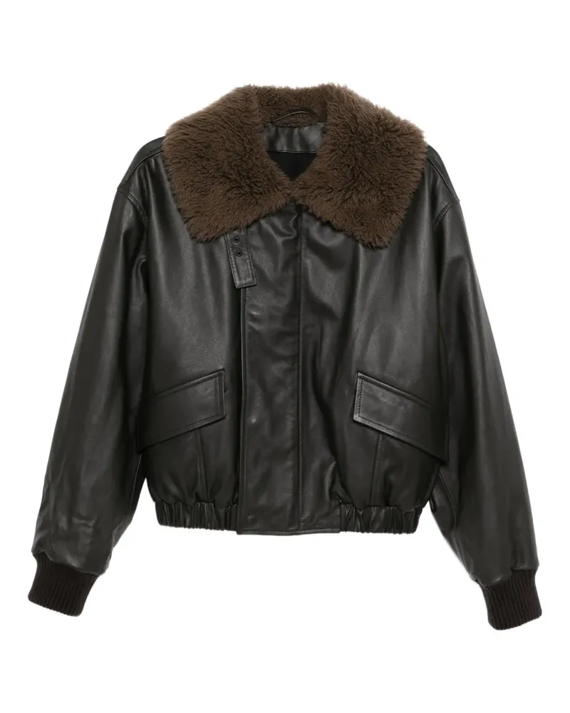 Christophe Lemaire Lederjacke mit Shearling-Kragen - Braun Braun