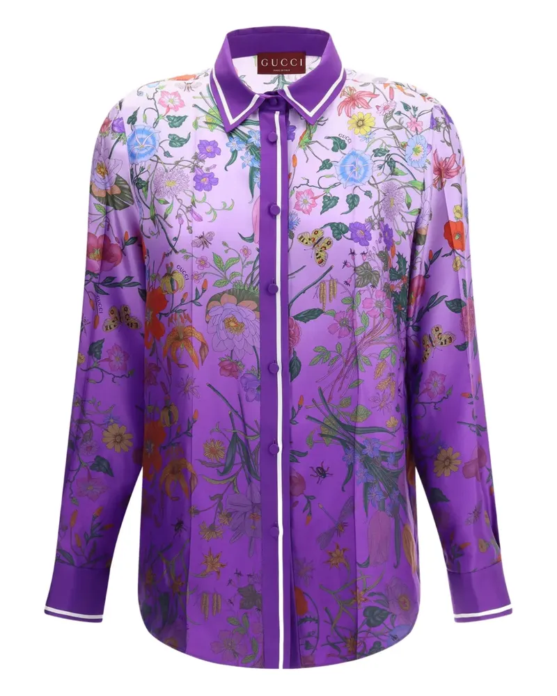 Gucci Hemd mit Blumen-Print - Violett Violett