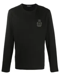 Dolce & Gabbana Langarmshirt mit DG-Wappen Schwarz