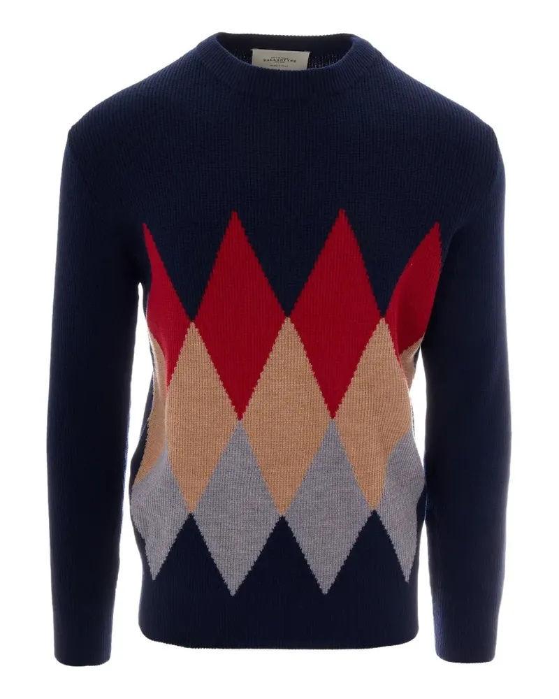 Ballantyne Langärmeliger Pullover mit Rauten-Intarsie - Blau Blau