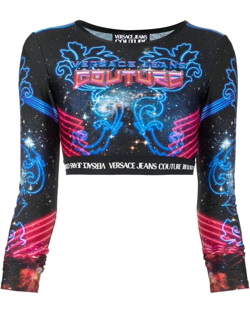 Versace Jeans Cropped-Top mit Logo-Print - Blau Blau