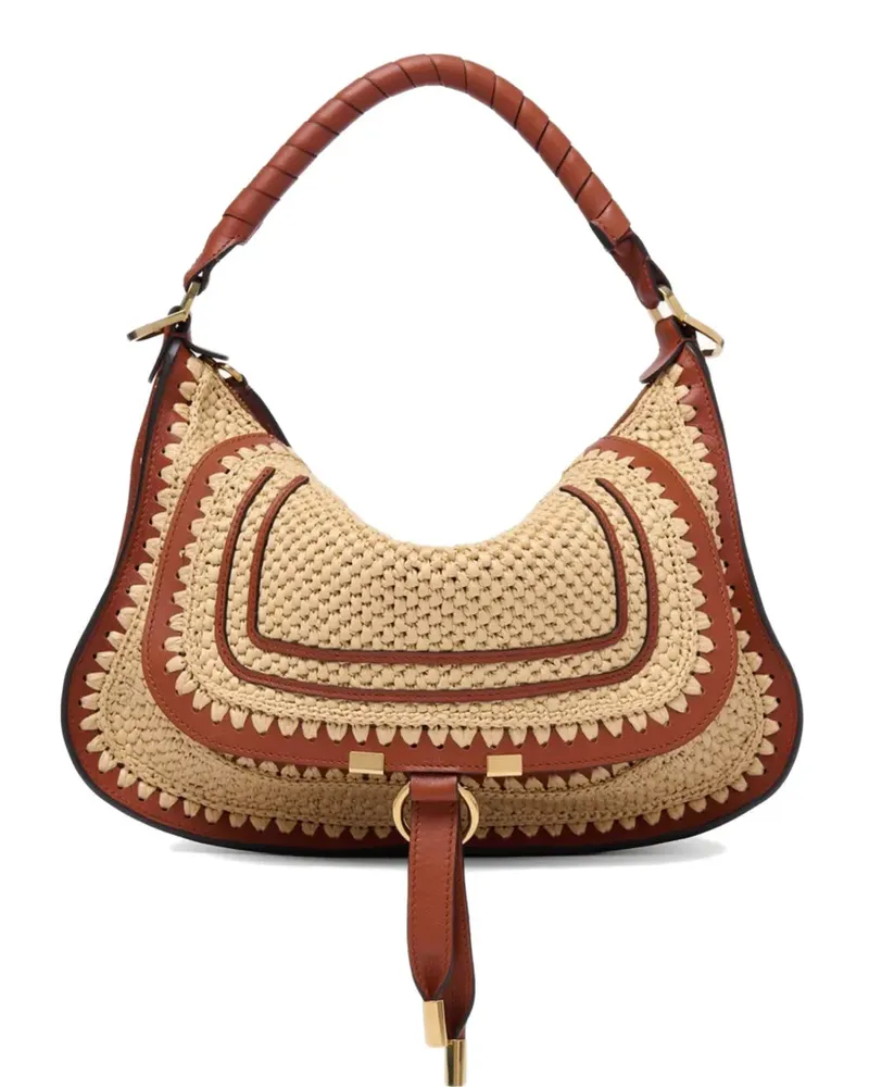 Chloé small Marcie raffia-effect tote bag - Nude Nude