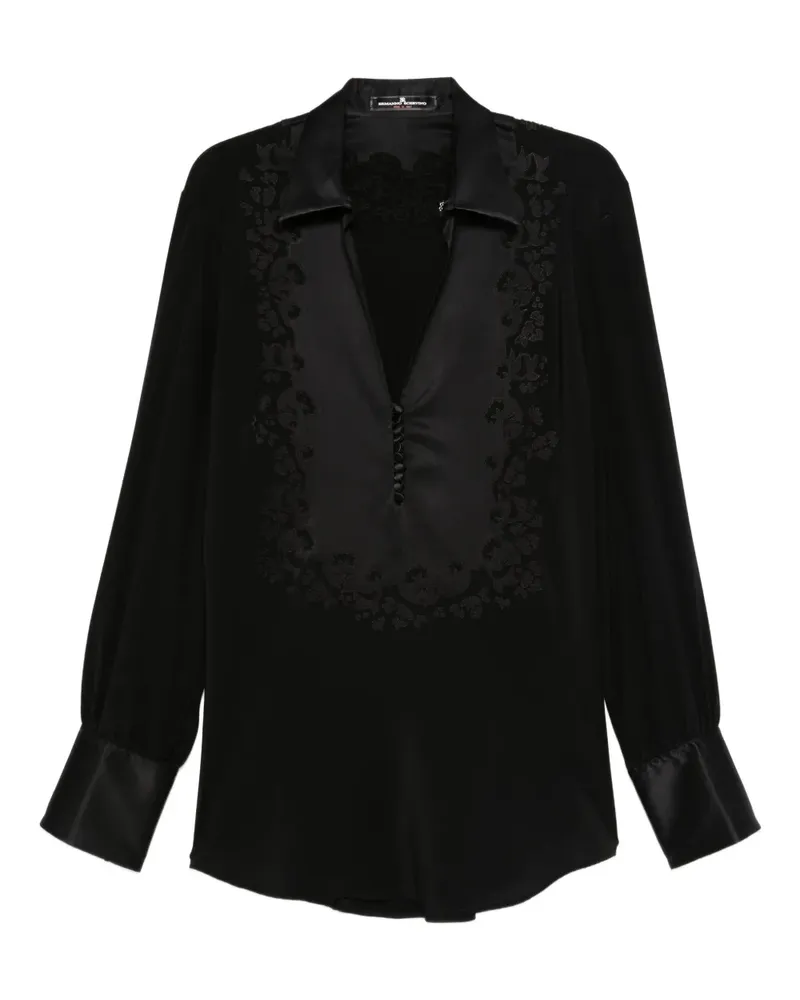 Ermanno Scervino Hemd mit Blumenstickerei - Schwarz Schwarz