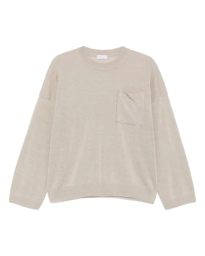Brunello Cucinelli Fein gestricktes T-Shirt - Nude Nude