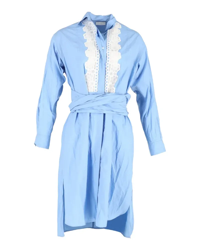 Sandro lace-panel long-sleeve shirt dress - Blau Blau