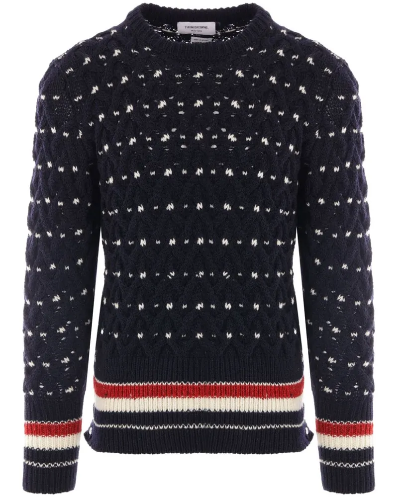 Thom Browne Donegal Pullover mit Zopfmuster Blau