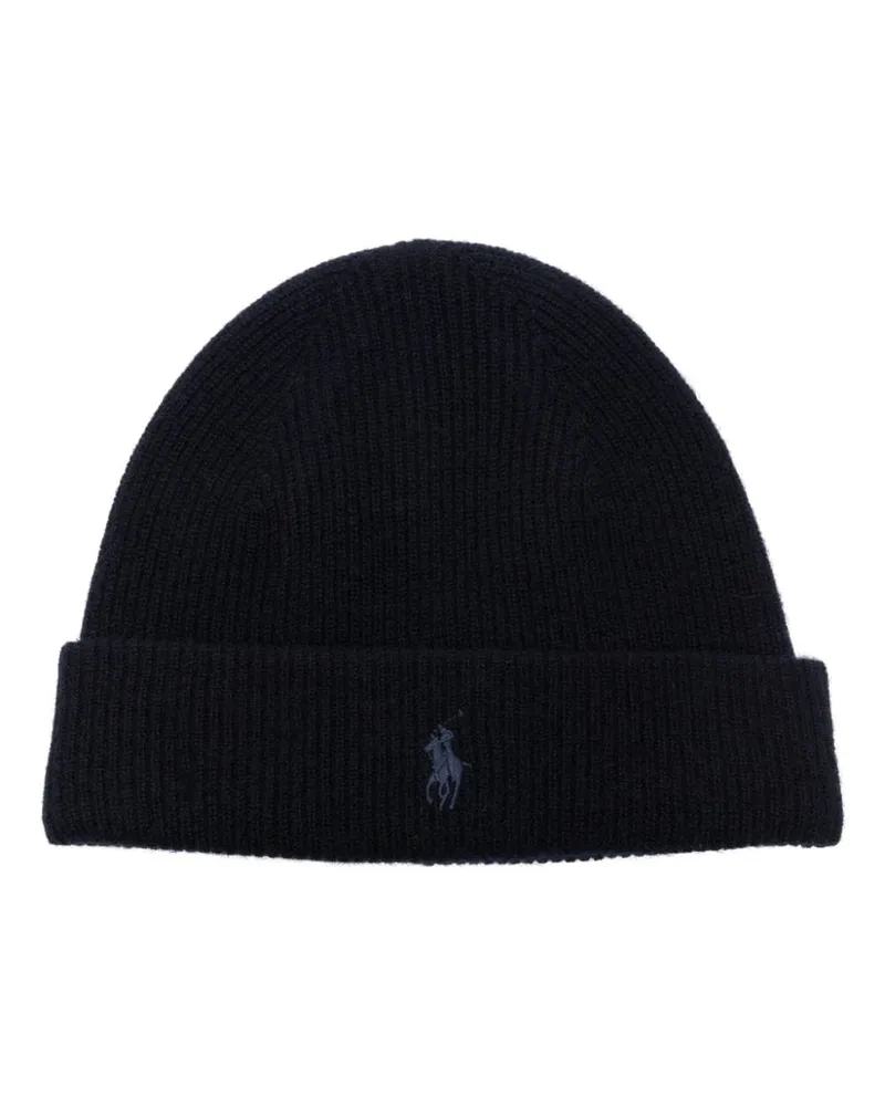Ralph Lauren Kaschmirmütze mit Polo Pony - Blau Blau