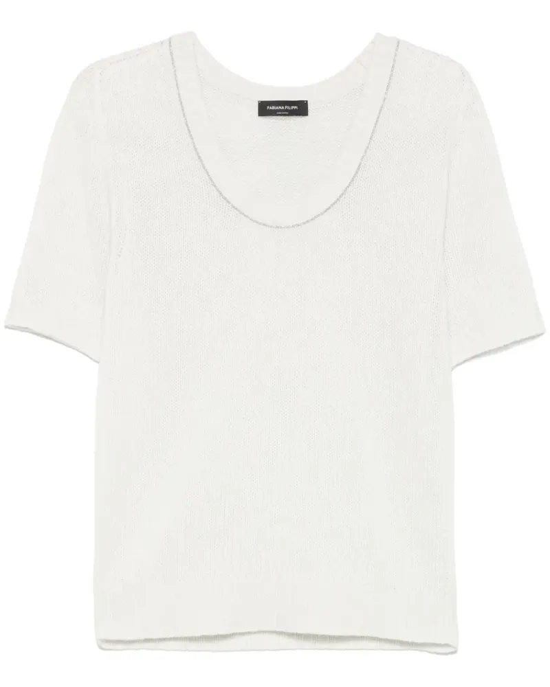 Fabiana Filippi T-Shirt mit Perlen - Grau Grau