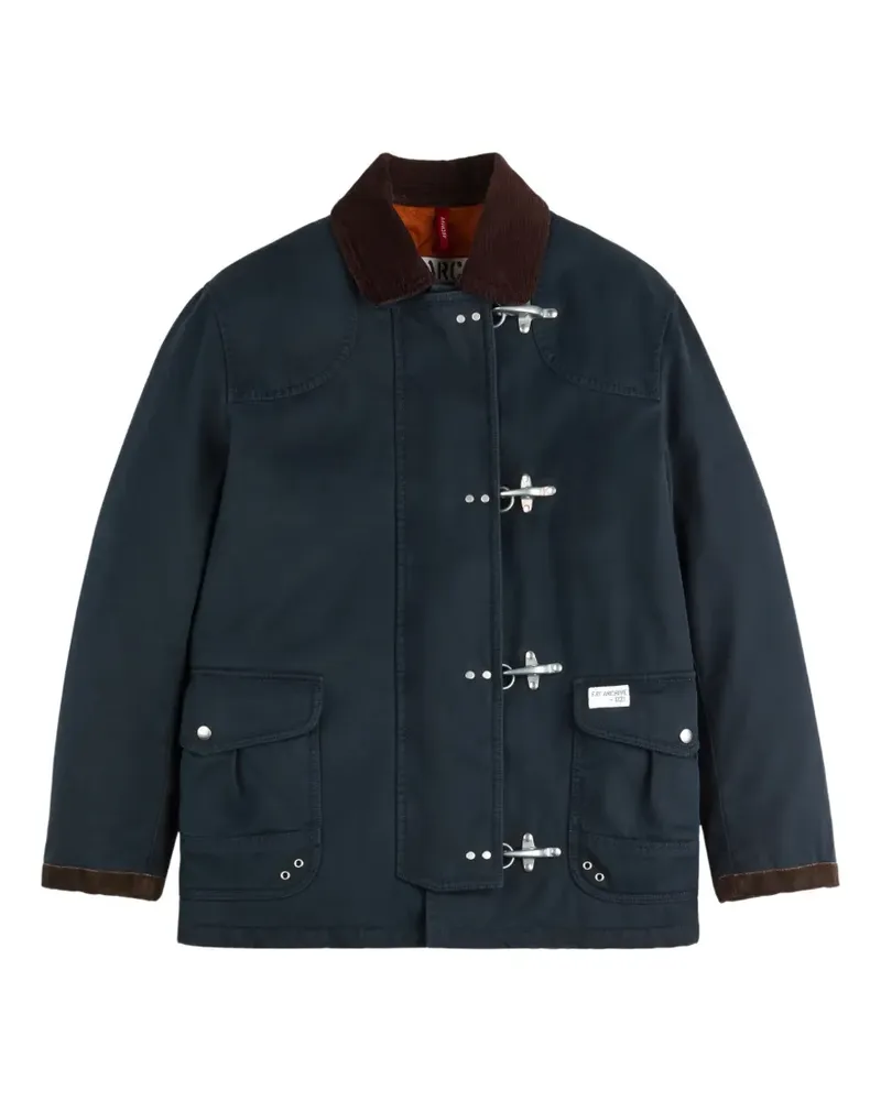 Fay 4 Ganci Mantel mit Cordkragen und Karabinerverschluss - Blau Blau
