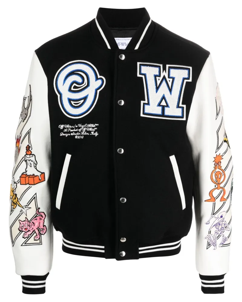 OFF-WHITE Collegejacke mit Logic-Patch - Schwarz Schwarz