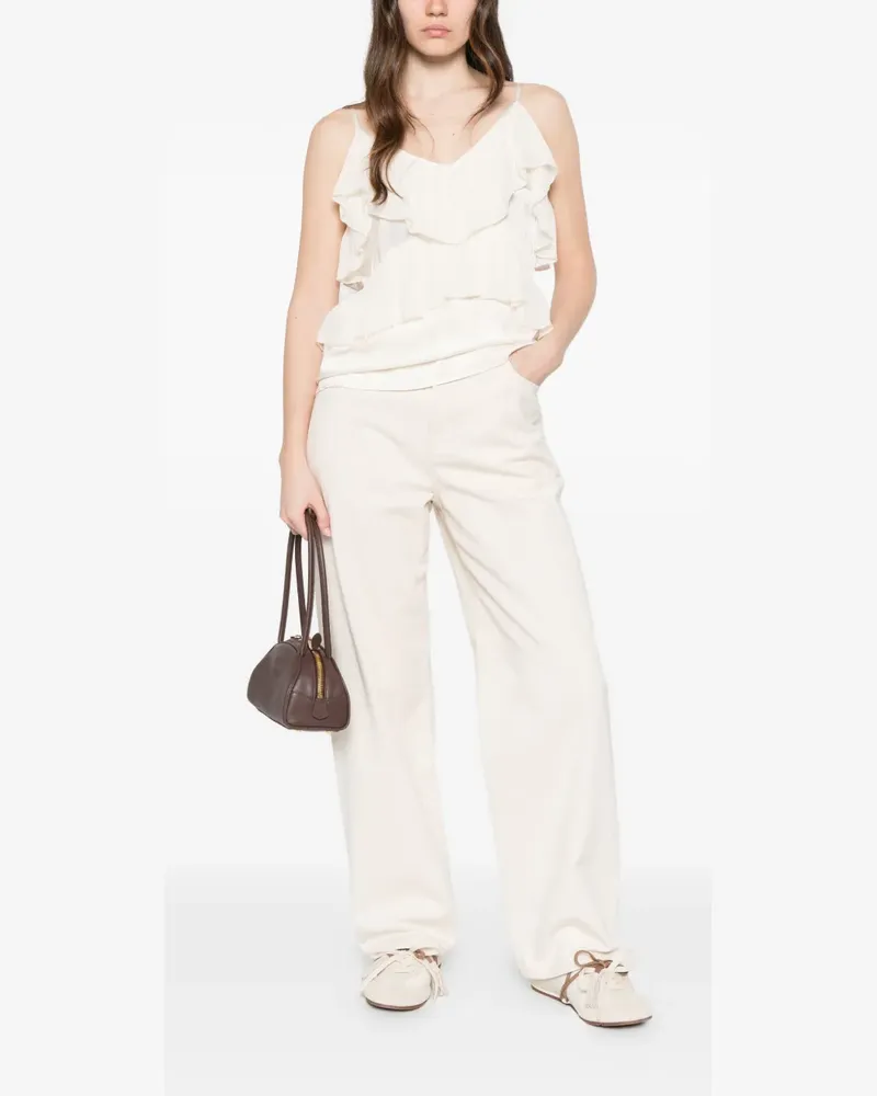 Dixie ruffled V-neck top - Nude Nude