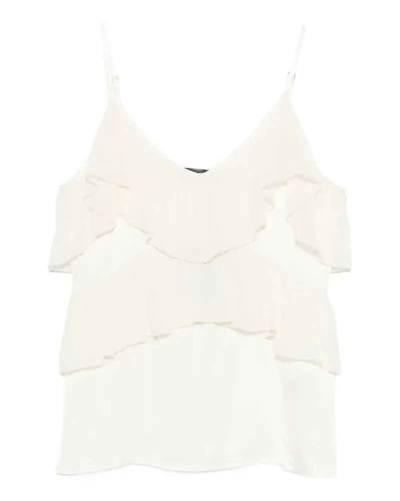 Dixie ruffled V-neck top - Nude Nude