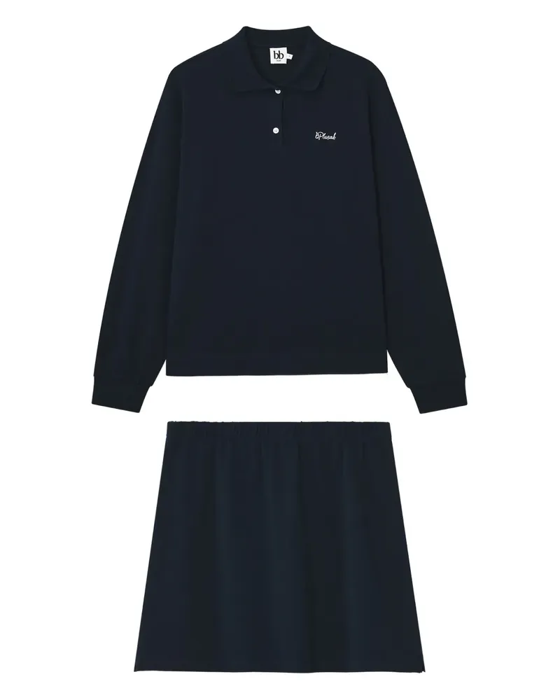 b+ab Ensemble mit Logo-Stickerei (2er-Set) - Blau Blau