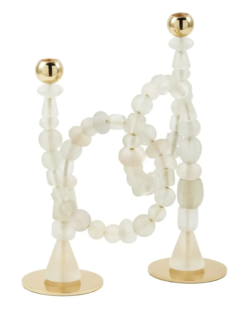 POLSPOTTEN Kerzenhalter mit Perlen - Nude Nude