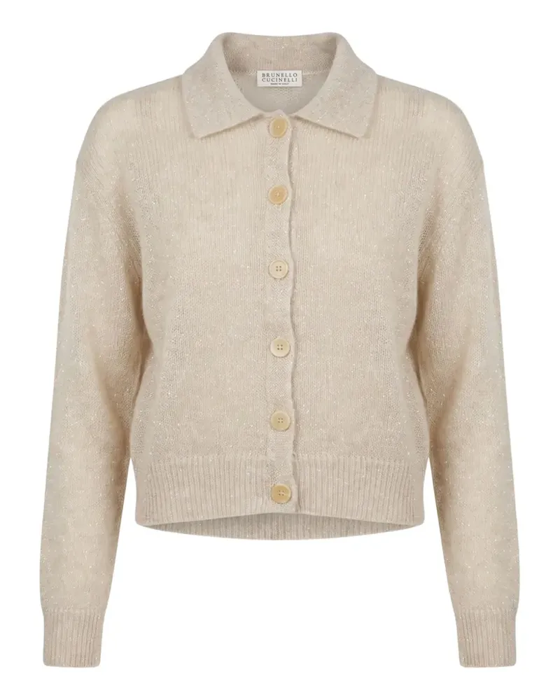 Brunello Cucinelli Cardigan aus Mohär mit Pailletten - Nude Nude