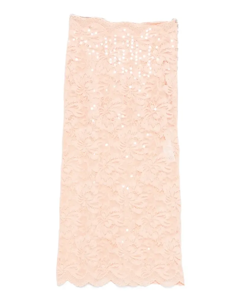 Paco Rabanne sequin lace midi skirt - Orange Orange