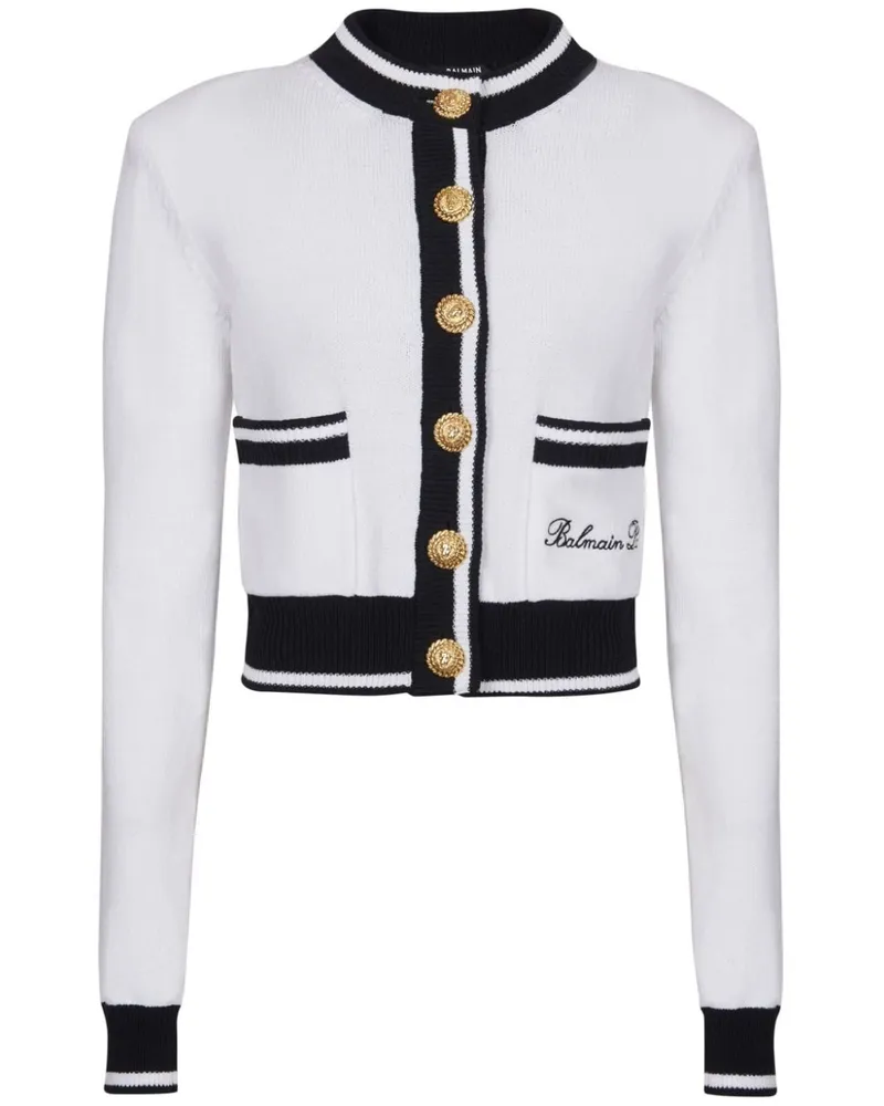 Balmain m Signature Cardigan - Weiß Weiß