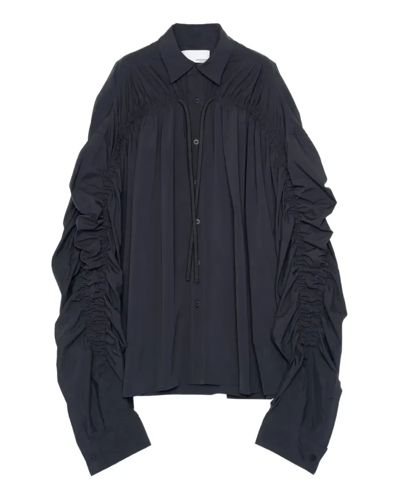 Yoshio Kubo ruched drawstring-fastening shirt jacket - Schwarz Schwarz