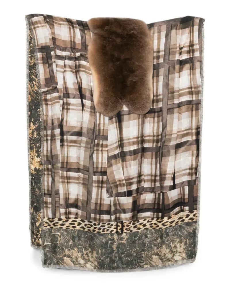 Pierre-Louis Mascia Karierter Schal mit Leopardenprint - Nude Nude