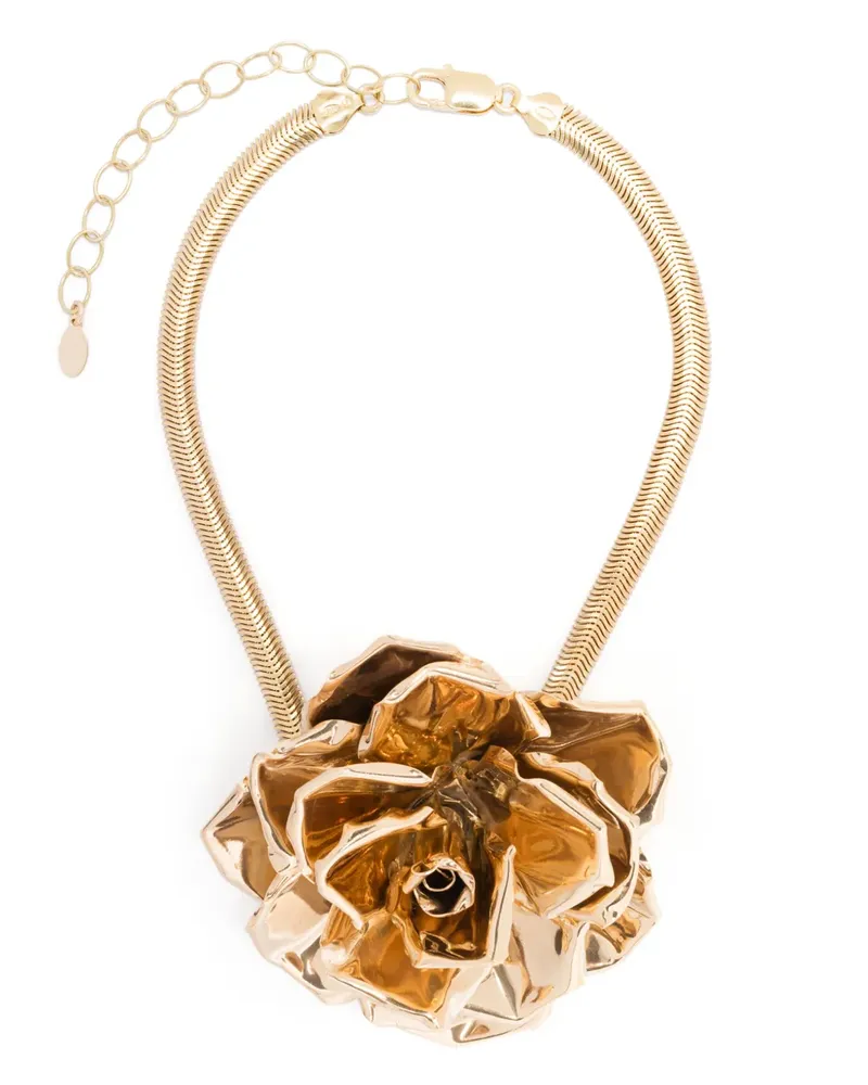 Magda Butrym Skulpturaler Rosen-Choker - Gold Gold