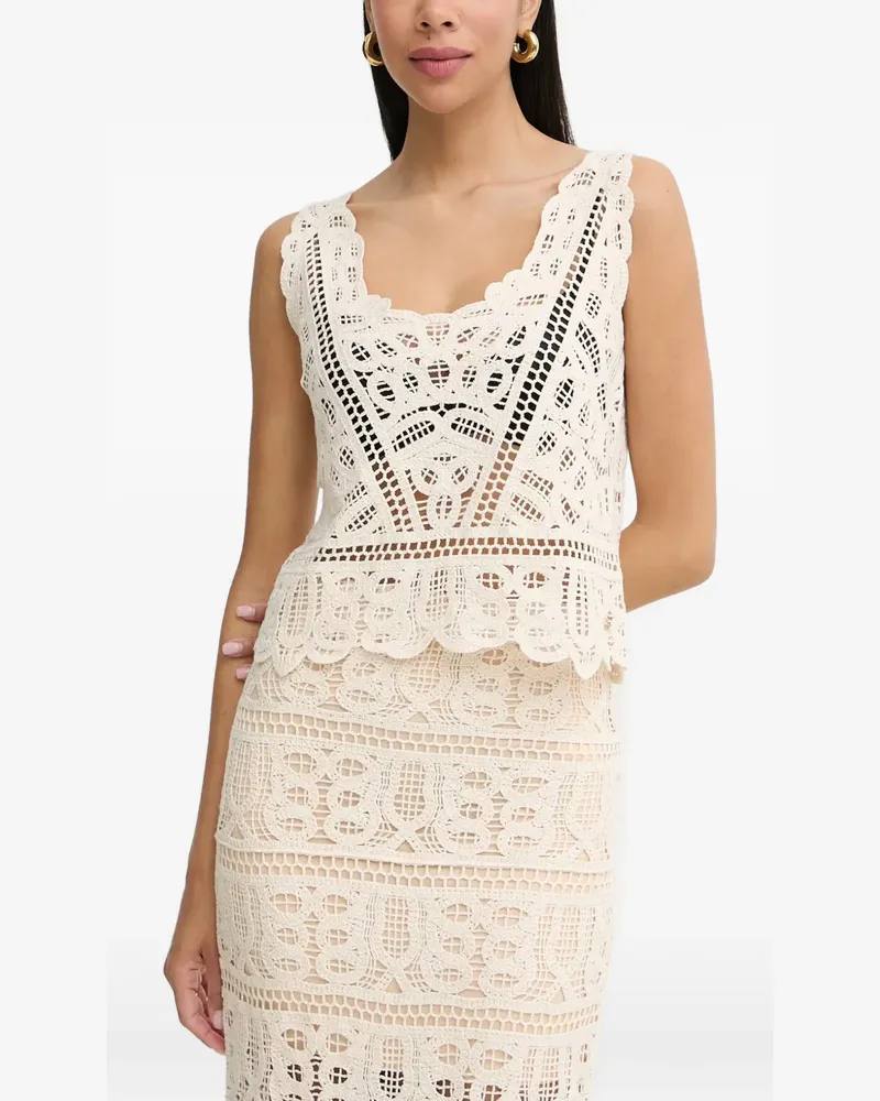 Guess Macrame crochet-knit scalloped tank top - Nude Nude