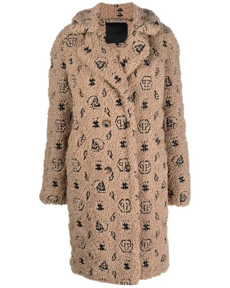Philipp Plein Mantel mit Faux Fur - Nude Nude
