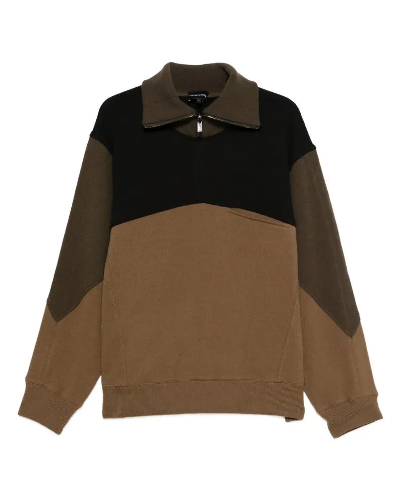 Emporio Armani Sweatshirtjacke in Colour-Block-Optik - Braun Braun